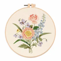 Floral Embroidery Starter Kit for Adults - Beginner - Friendly Cross Stitch Project (E)