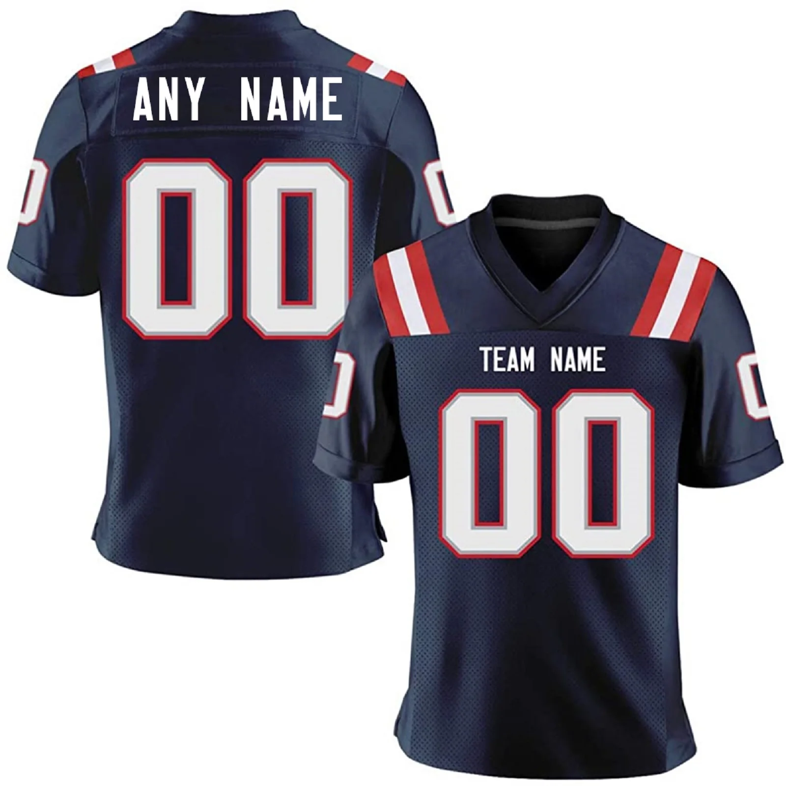 thumbnail image 1 of Camiseta de fútbol americano personalizada de los New England Patriots con nombre y número impresos, uniforme del equipo para hombres, mujeres y jóvenes, regalo para fanáticos, 1 of 4
