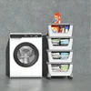 5 Tier Plastic Stackable Basket Cart with Wheels Plastic Stacking Container Bin Utility Rack for Kitchen Pantry Bathroom 5