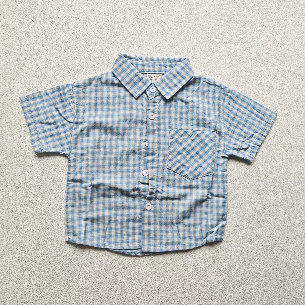 Boys Plaid Short Sleeve Polo Set