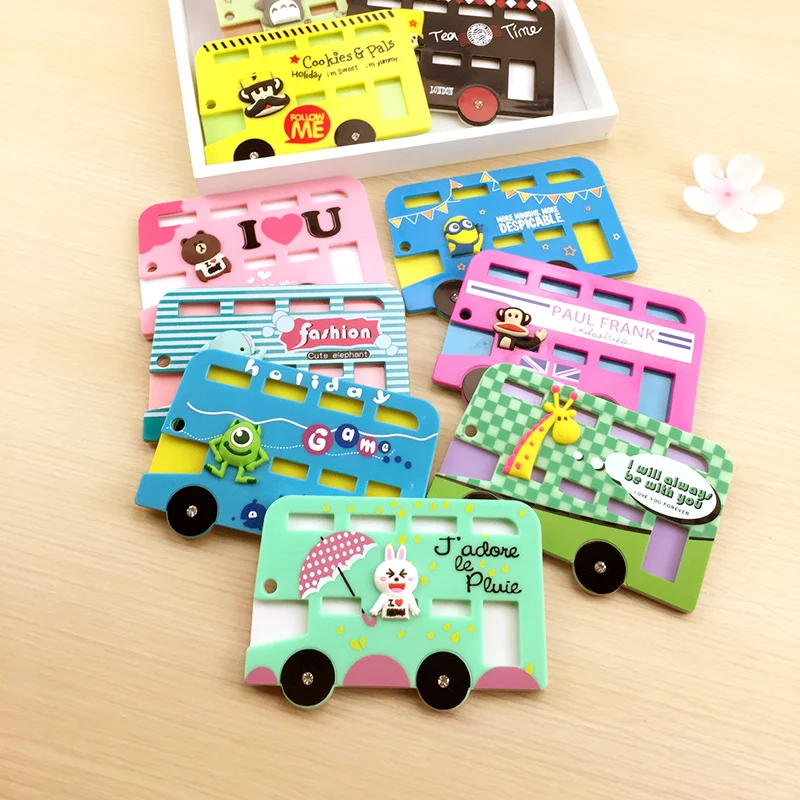 4Pcs/Lot Cute Bus Card Stock Cartoon Style With Key Chain For Bus Card Stationery Office Material School Supplies