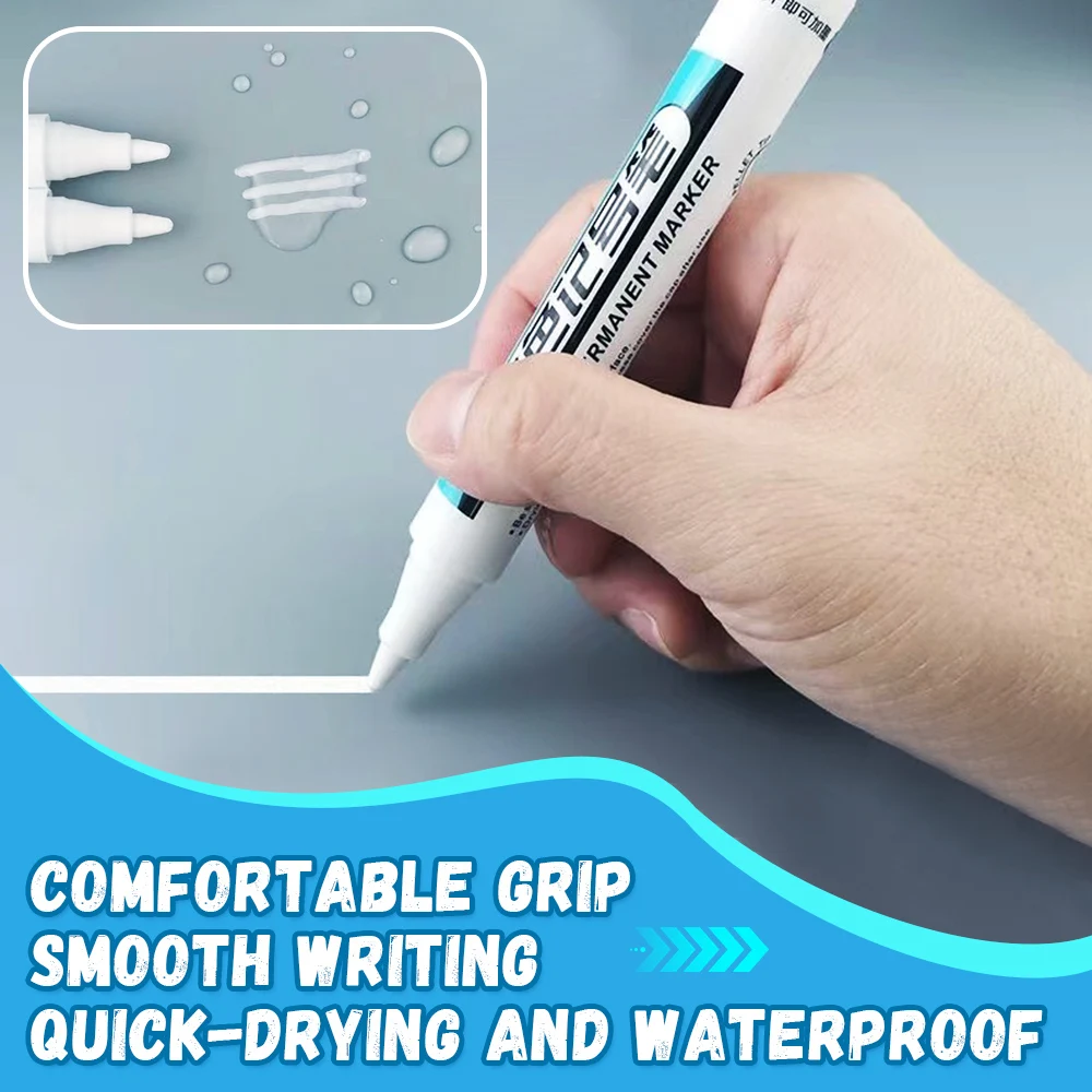 Multipurpose White Markers Paint Pen Carpenter DIY Crafts Marking Tool Tire  Waterproof Wall Drawing Bathroom Metal Glass Fabric Marker Pen 1.0mm