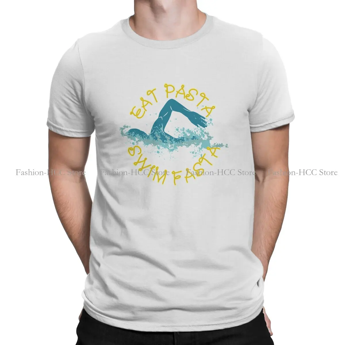 

Eat Pasta Swim Fasta Hipster Polyester TShirts Swim Swimming Sports Men Harajuku Tops T Shirt O Neck