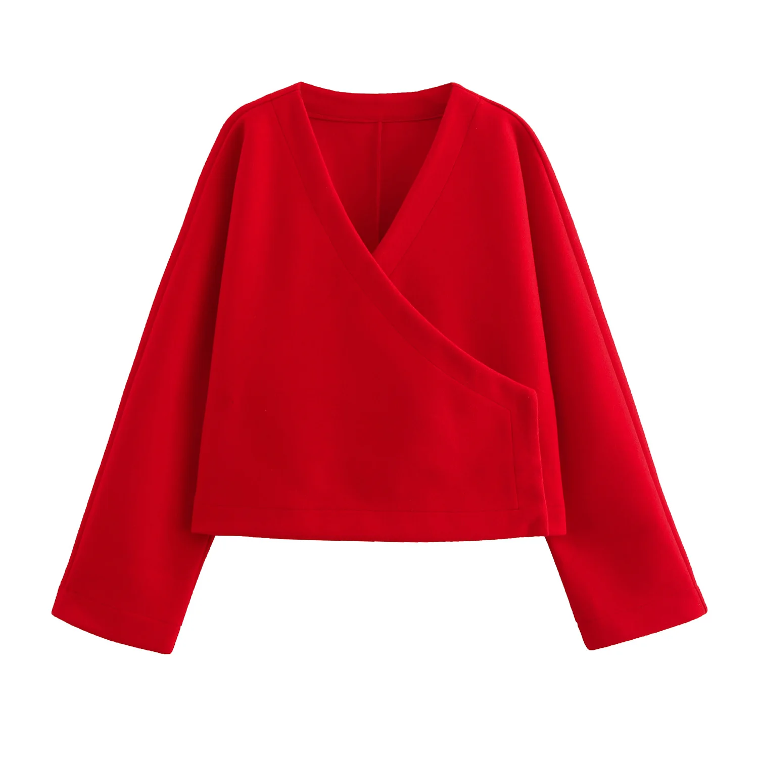 Vintage V-Neck Autumn Outwear For Women Patchwork Solid Long Sleeve Loose Streetwear Casual Jackets Top Ladies Coat