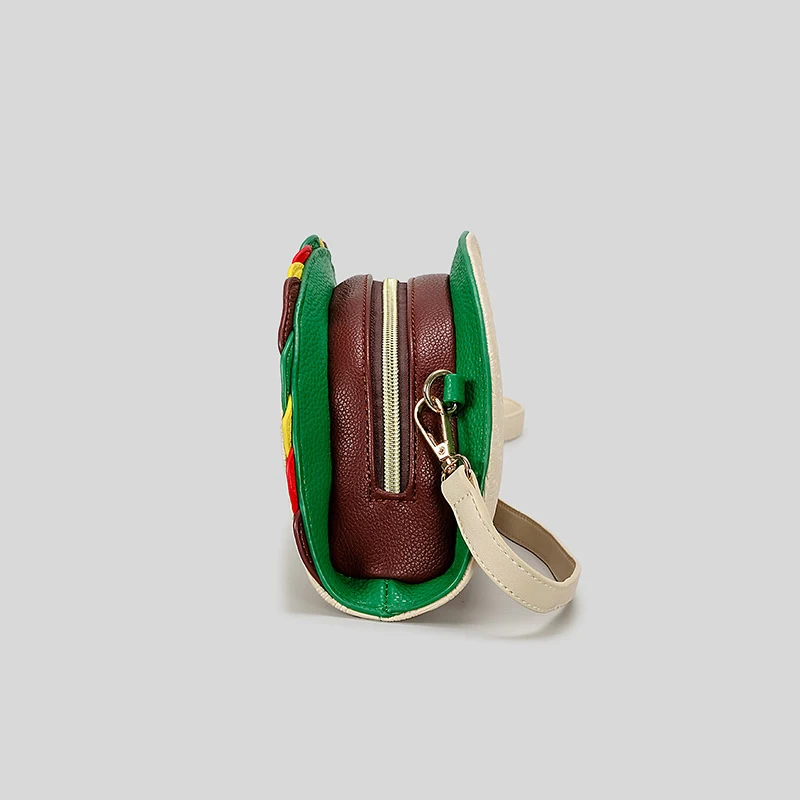 Creative Half Round Hamburger Design Clucth Bag for Women Fashion Rivet Luxury Pu Leather Shoulder Crossbody Bags Funny Purses