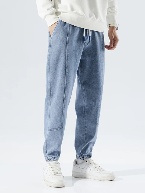 Pantalones vaqueros gruesos y cálidos de lana para hombre, Joggers