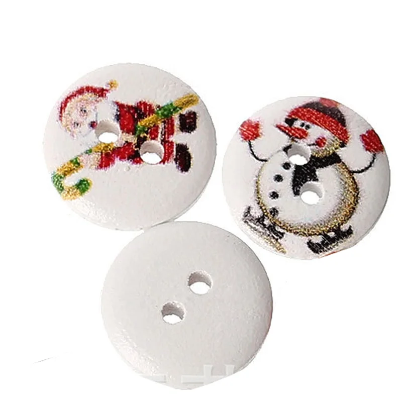 100pcs Christmas Santa Claus Christmas Tree Snowman Buttons Sewing Craft  Wooden Buttons Assorted Buttons for Crafts Sewing Decor - AliExpress