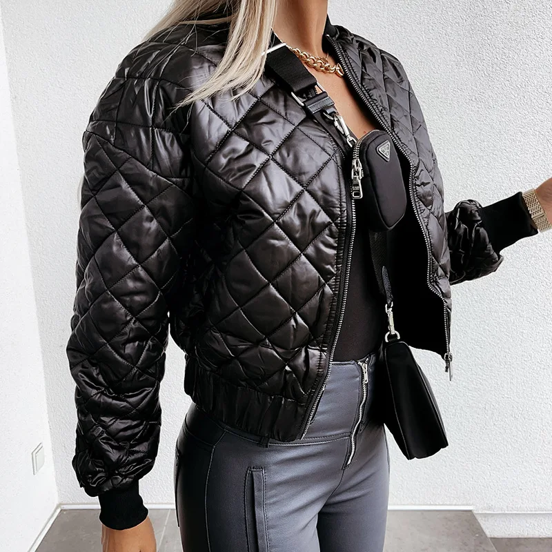 Sólido o Pescoço Mulheres Oversized Curto Cabolsa Feminino Gola Manga Comprida Zíper Grosso Jaqueta Parkas 2022 Primavera Outono Inverno 15 Computers & Electronics