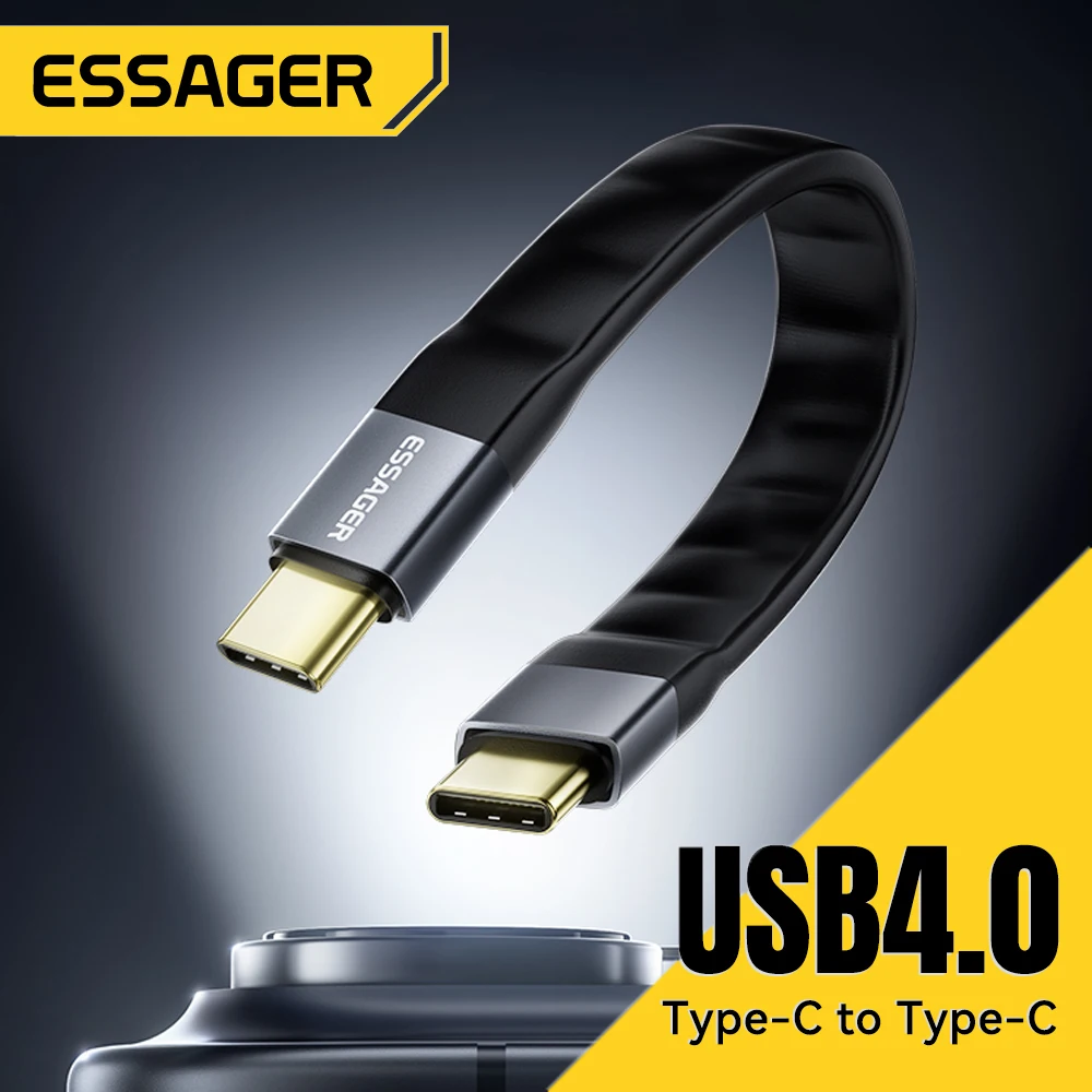 Essager USB 4.0 Type-C Cable 40Gbps Data Transfer&8K@60Hz Video 240W PD Fast Charging For MacBook iPhone Laptop Mobile Hard Disk