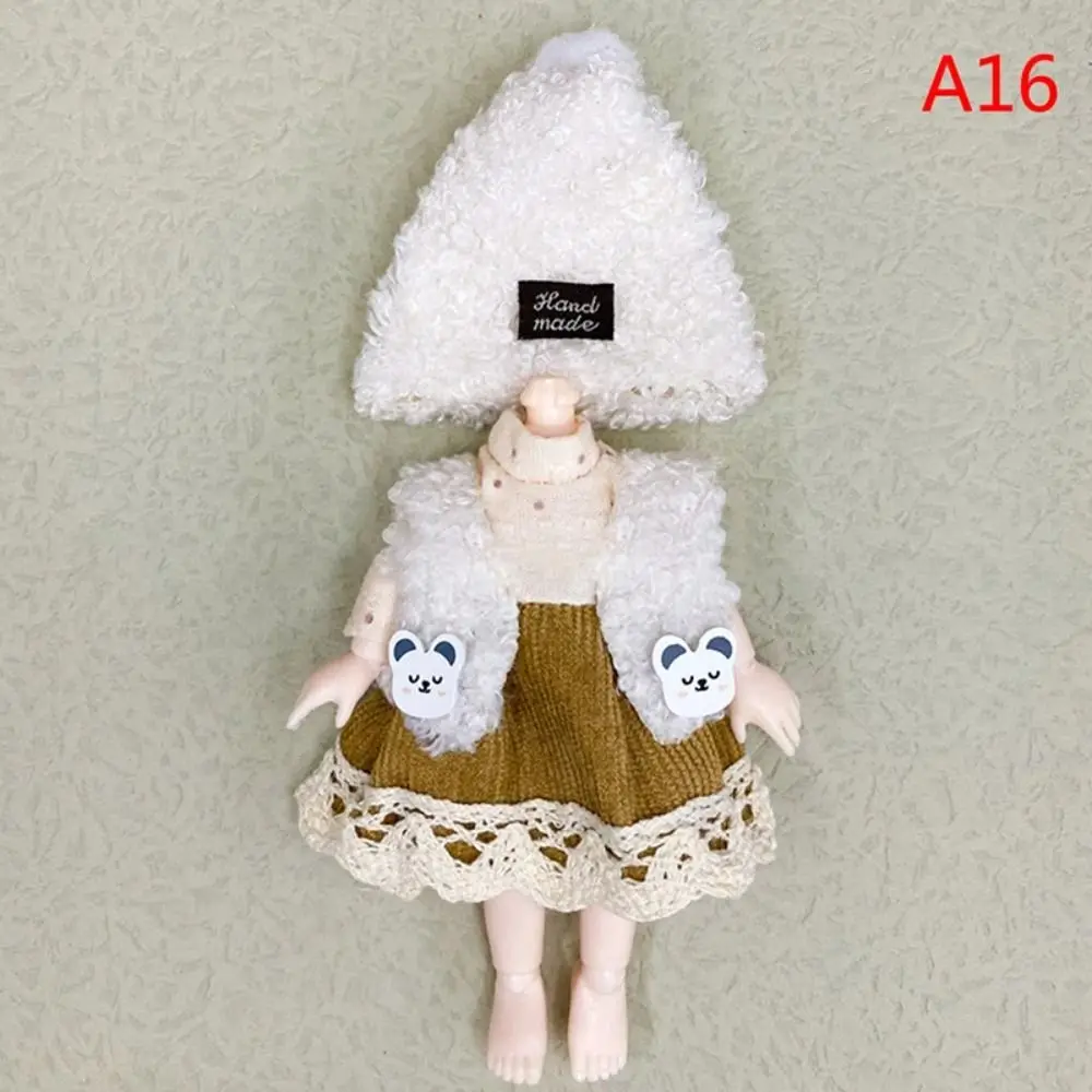 16-17cm Ob11 Doll Fashion Bjd Doll Winter Dressup Skirt Cute Clothes Set Replacement Outfit Fashion Clothes DIY Doll Accessories