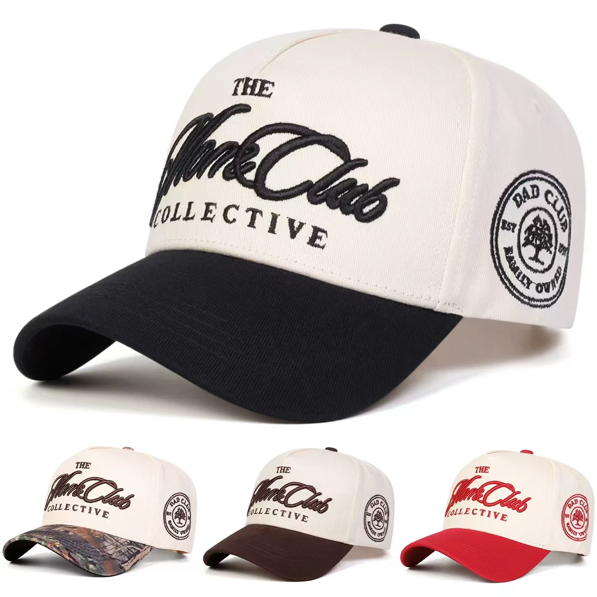 Unisex THE MARE CLUB COLLECTIVE Baseballkappen mit Stickerei, Frühling und Herbst, für den Außenbereich, verstellbare Freizeithüte, Sonnenschutzhut, Sportkappe