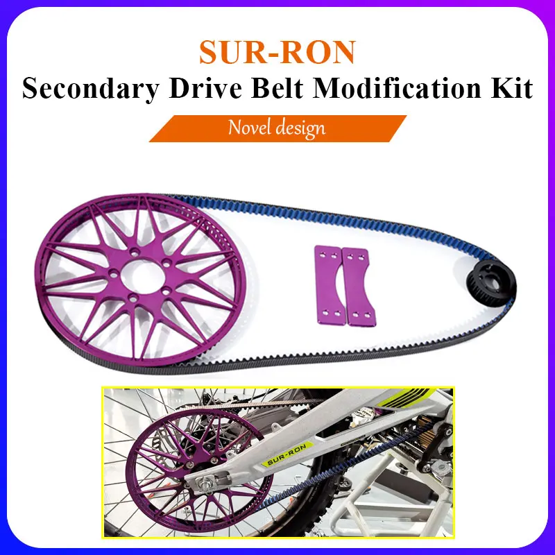 

For SURRON Light Bee X Secondary Drive Rear Flat Fork Modified Belt Set Kit CNC Anodizing SUR-RON Parts Color Pulley Gates Belt