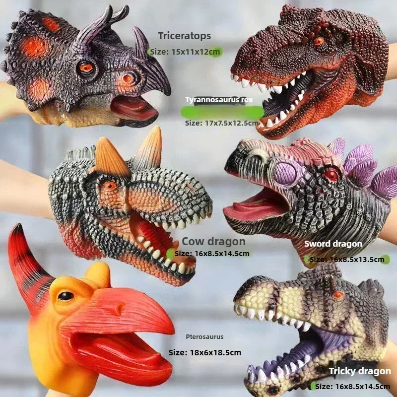 Hand Puppets Dinosaur Head Model T-Rex Dino Jurass Shark Tiger Park Dolls Dinosaur Worlds Miękka zabawka dla chłopców Prezent