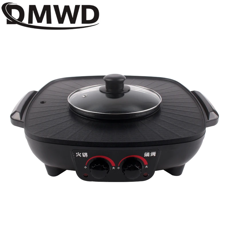 Electric Griddle DMWD Electric Grills Smokeless Barbecue BBQ Machine Household Baking Tray Home Roasted Korean Multi-function Indoor Hot Pot EU