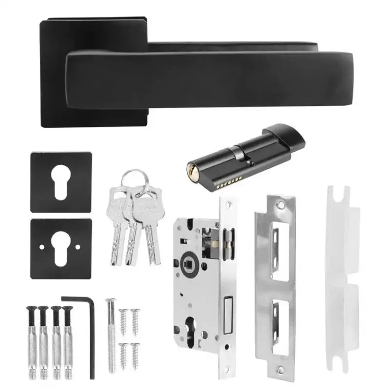 simples mute ajustavel porta handle lock cilindro 01