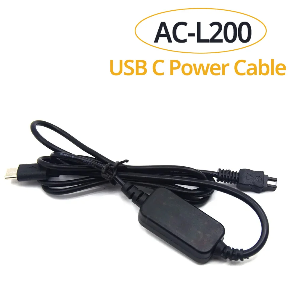 

AC-L200 AC-20A AC-25A USB Type C Power Adapter Cable Fit for Sony Camera DSC-HX200 DCR-SX63 SX83E HDR-HC7 HDR-CX300E DCR-SR48