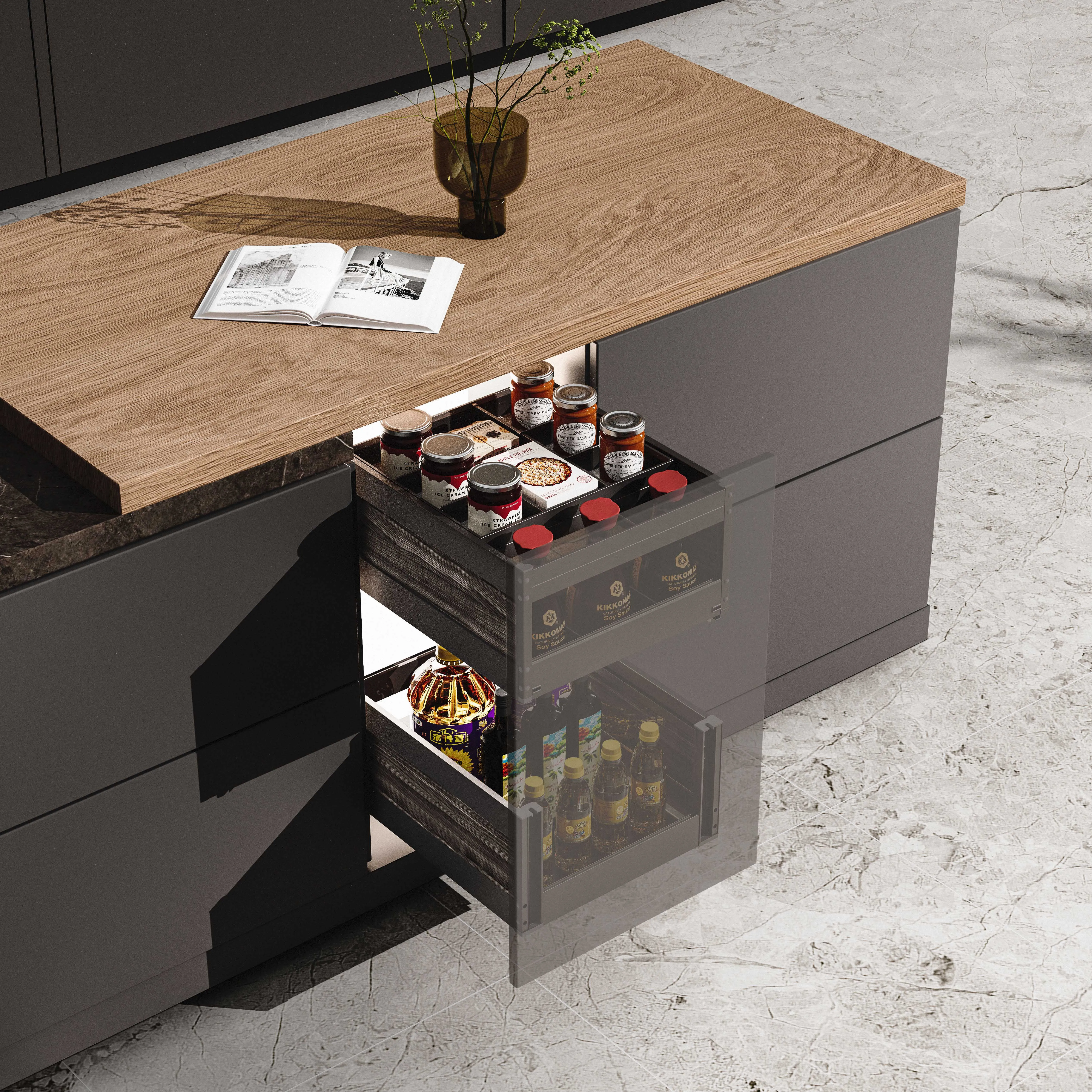 Modern Stainless Steel 2-Shelf Drawer Basket For Kitchen Cabinet Storage Easy Installation