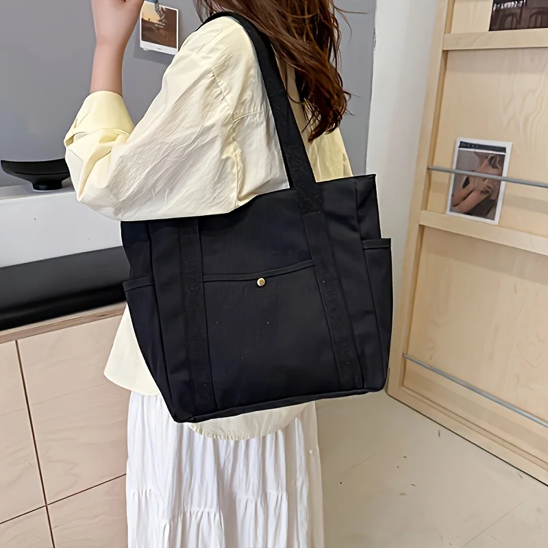 Premium Canvas Tote Bag - Collegiate-Style Commuter Shoulder Bag