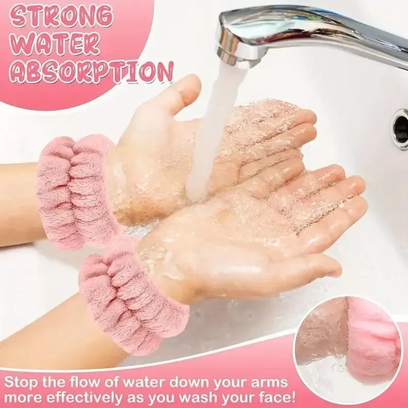 Plush Coral Fleece Hair & Wristband Set for Women - Super Absorbent & Waterproof Accessories