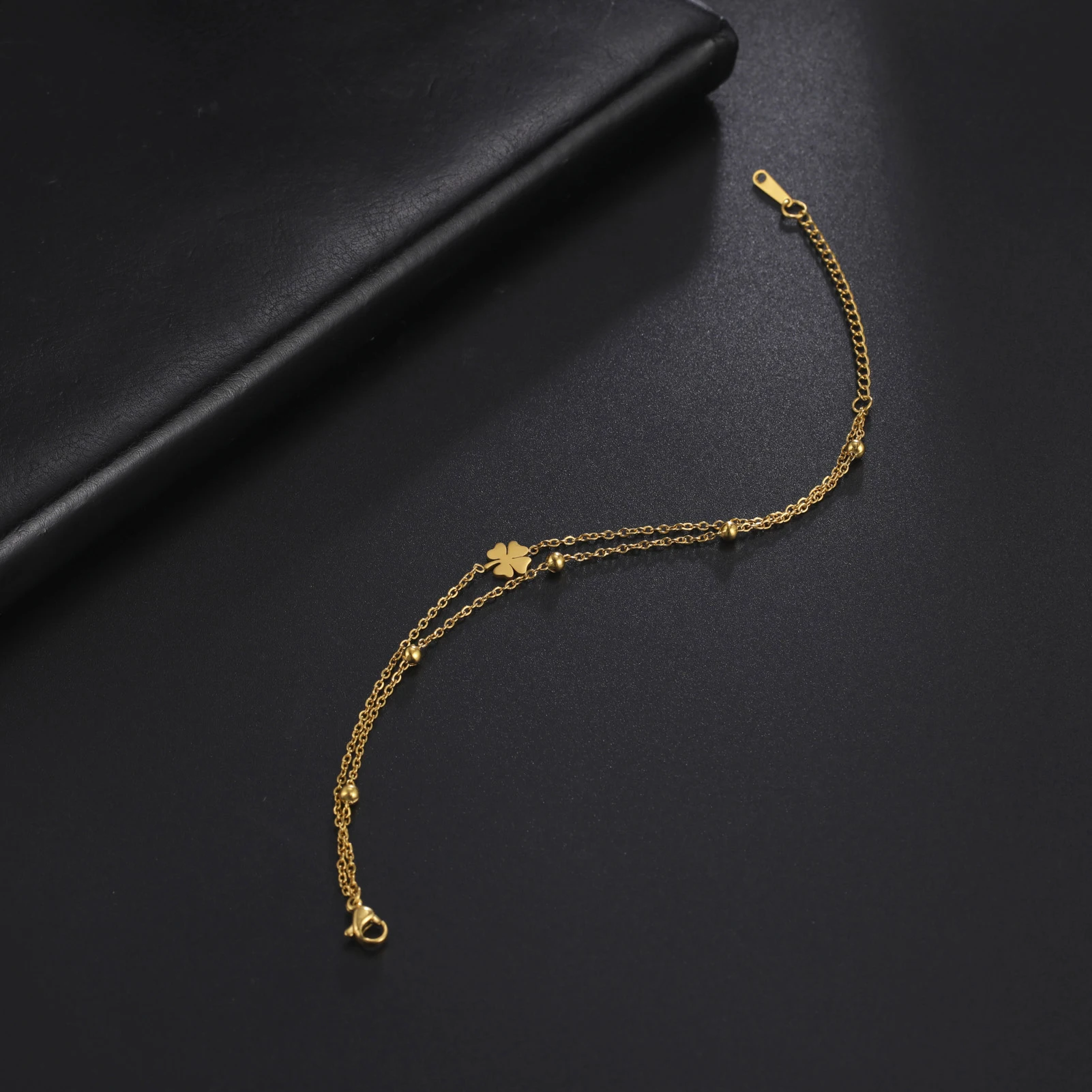 Kkjoy Armbänder Von Frauen Silber Farbe Edelstahl Doppel Mond Kette Stern Perlen Armreifen Minimalistischen Weiblichen Schmuck Zubehör – Detail 12