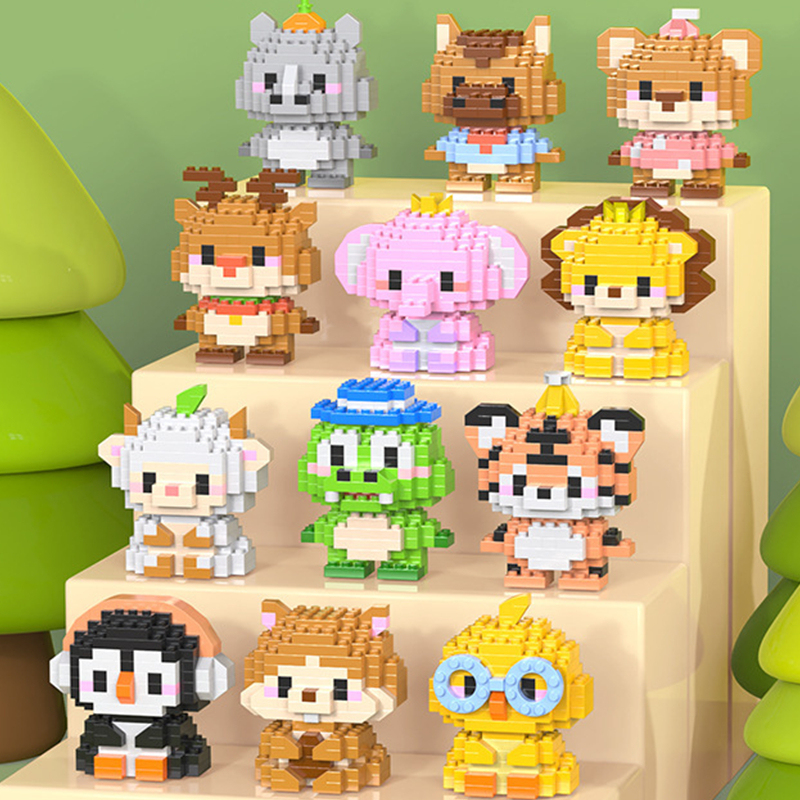 NEW Cute Animals Lion Corgi Dolphin Hamster Rabbit Dog ï»¿ Cats Fish Tanks Building Blocks Kit Girl Bricks Model Kids Toy Children