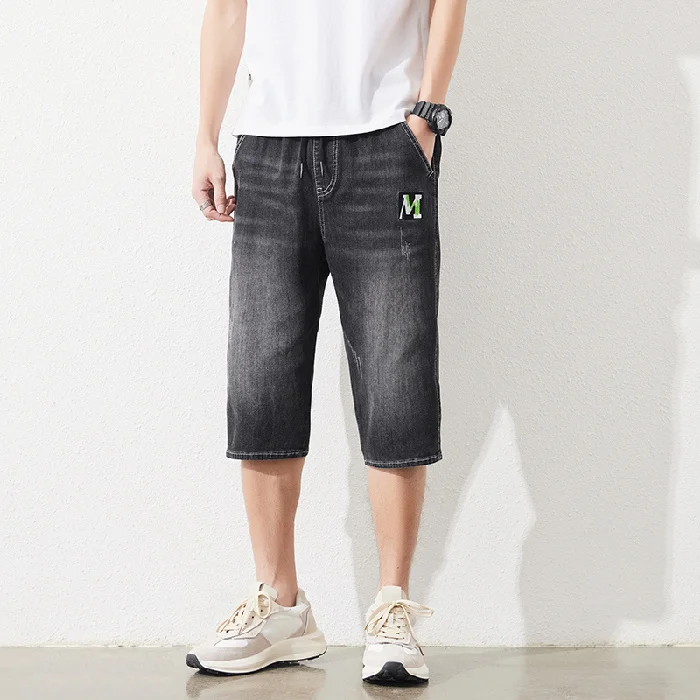

Big Size Men's Denim Shorts Long Breeches Bermuda Plus Size Male Jeans Shorts 2023 Summer 3/4 Pants Capri Male 10XL 6XL 7XL Blue