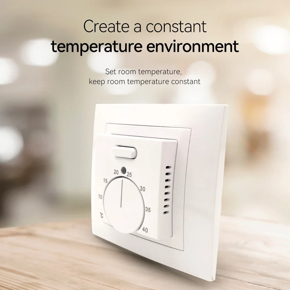 16A เครื่องควบคุมอุณหภูมิแบบแมนนวลประหยัดพลังงานเครื่องทําความร้อนใต้พื้นเครื่องทําความร้อนไฟฟ้าตัวควบคุมอุณหภูมิห้อง 1