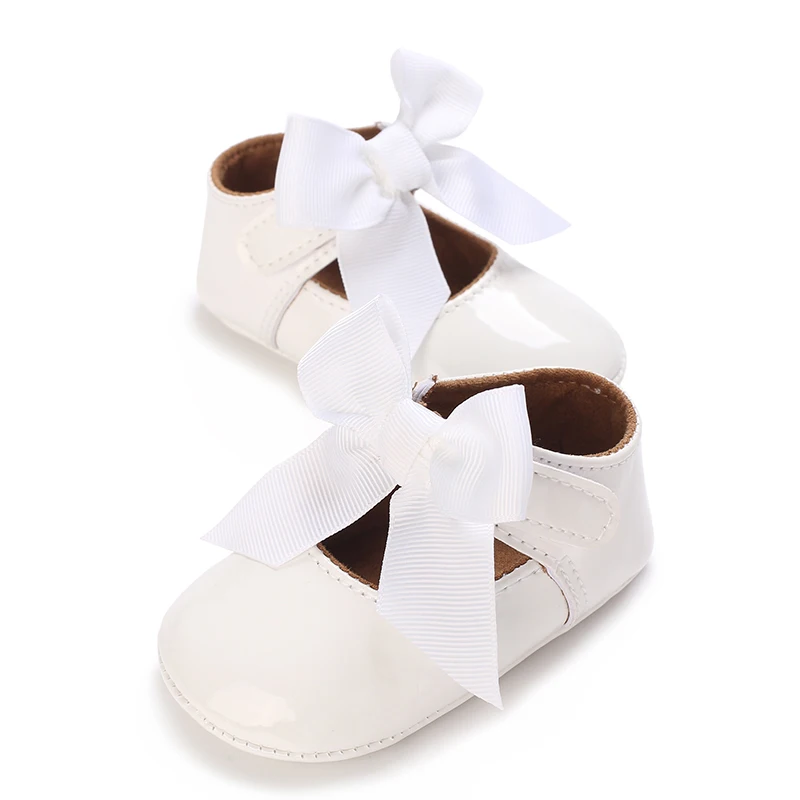 Vintage Cute Bowknot Solid Color Mary Jane Shoes For Baby Girls Comfortable Lightweight Non Slip Dress Shoes For Indoor Outdoor