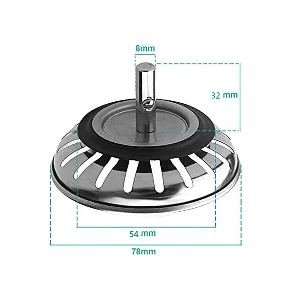 Stainless Steel Kitchen Sink Strainer Waste Drain Plug 80mm Basin Drain Stopper Bathroom Sealing Sink Floor Replace