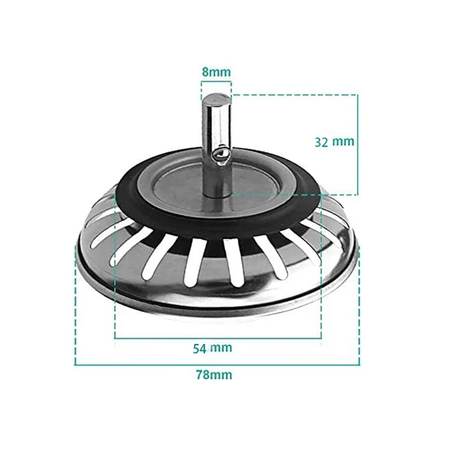 Stainless Steel Kitchen Sink Strainer Waste Drain Plug 80mm Basin Drain Stopper Bathroom Drain Sealing Sink Floor Drain Replace 6