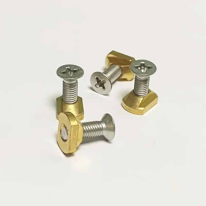4 Sets M8 Mounting Brass T-Nuts And Screws Kit Water Sports Hydrofoil Mounting Surfboard Spare Parts Surfing Accessory