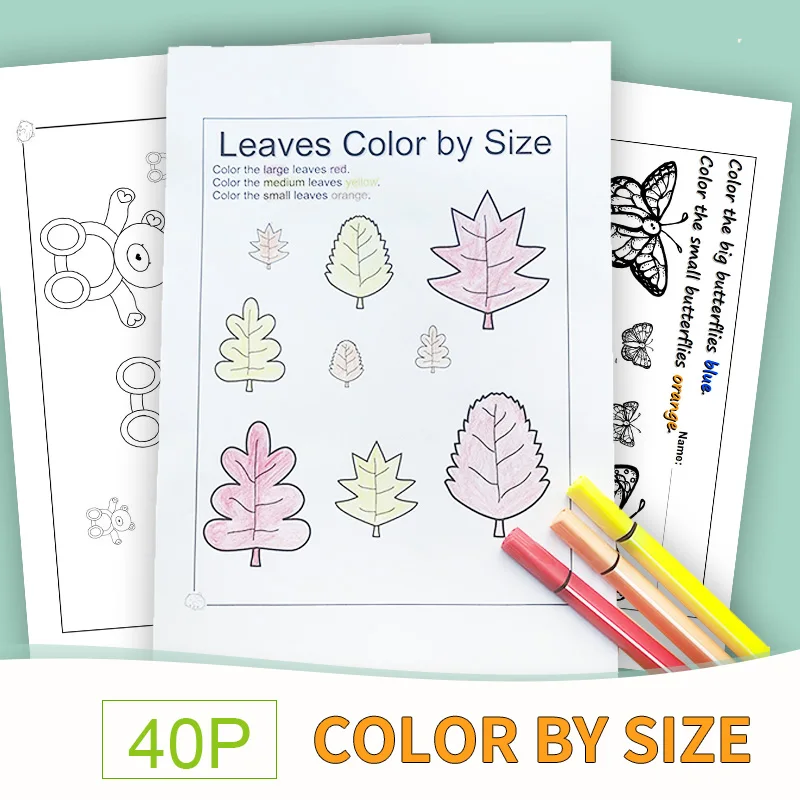 color by size for kindergarten worksheets preschool learn english words passages workbooks kids learning english toys aliexpress