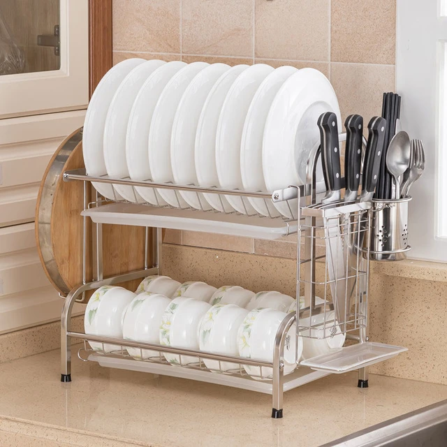 Stainless Steel Kitchen Dish Rack Desktop Plate Cutlery Cup Dish Drainer  Drying Rack Wall Mount Kitchen Organizer Storage Holder - AliExpress