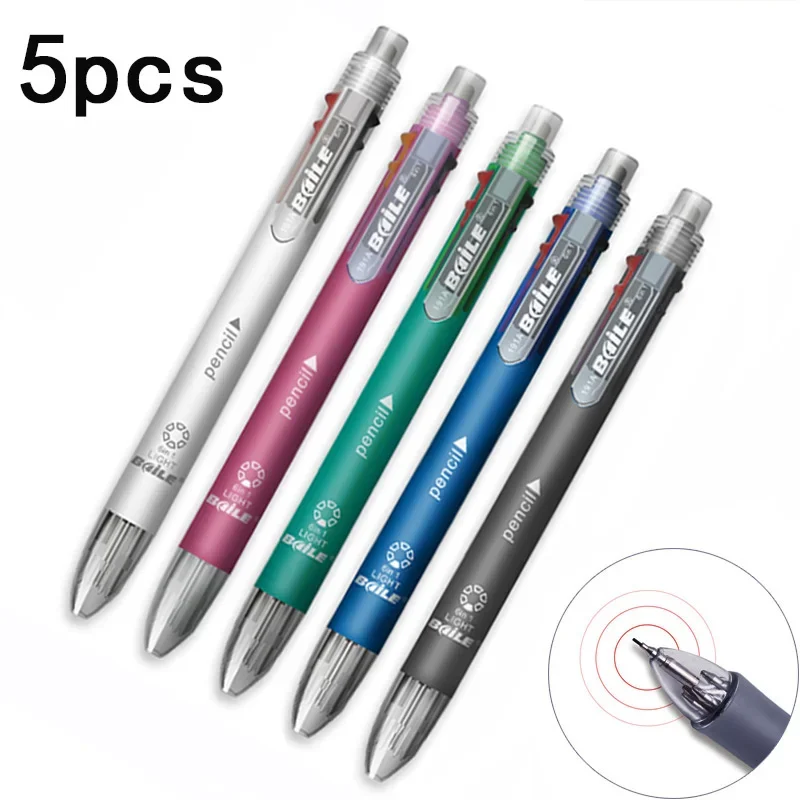 6 in 1 Multifunction Pen Set With 0.7mm Ballpoint Pen Refill 0.5mm Mechanical Pencil Lead 5pcs/lot