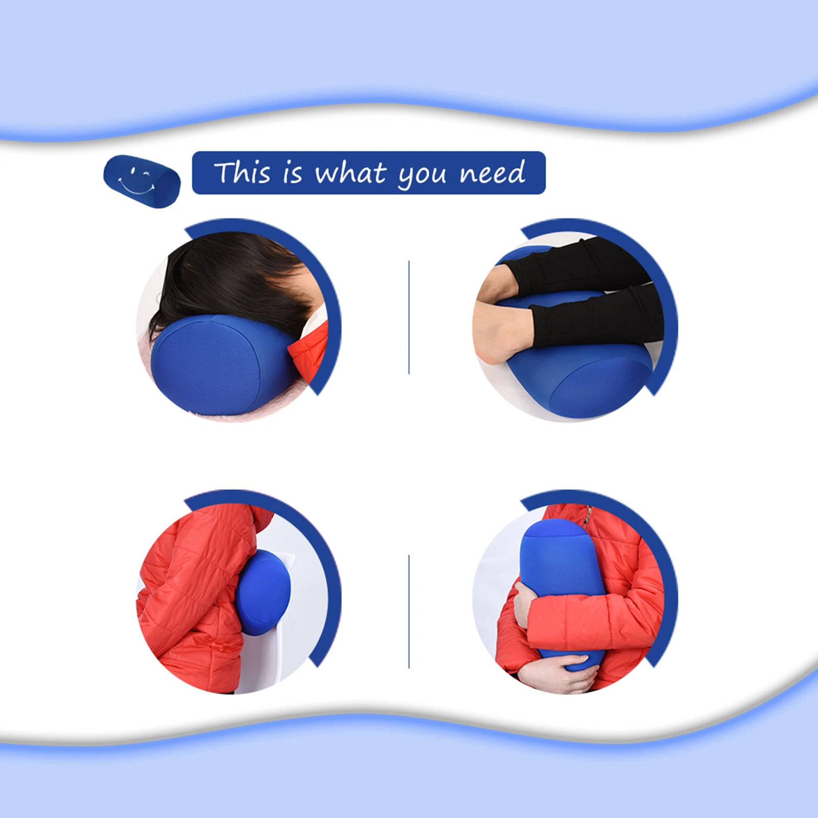 ZK40 Microbead Back Cushion Roll Throw Pillow Home Sleeping Neck Support Comfortable Blue 4