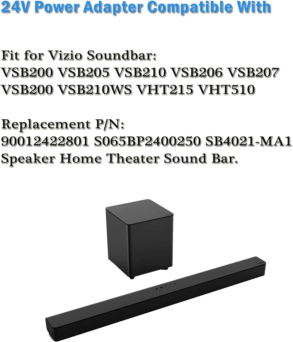24V 3A Power Supply Adapter Charger For 24 Volt Vizio Soundbar