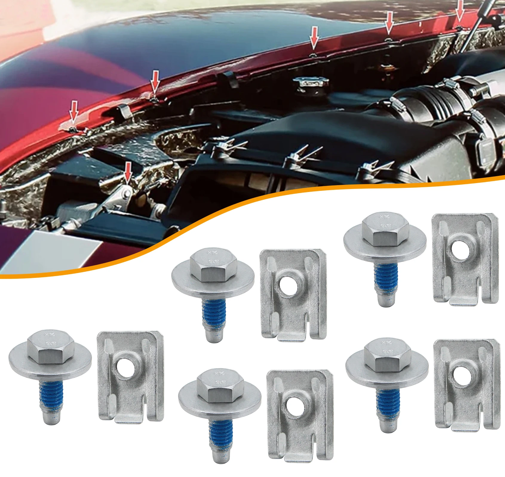 Car Body Bolts U-nut Clip M6 Engine Cover Splash Shield Guard Bumper Fender Retainer Fastener Grade 8.8 Screws auto fasteners,car screws