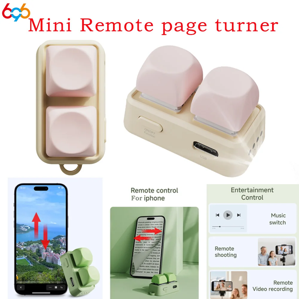Bluetooth Dual Button Keypad Remote for E-book Page Turning and Video Swiping