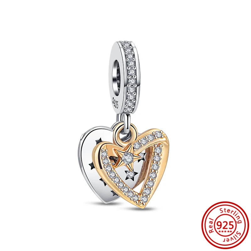 2024 Fit Original Pandora Bracelet DIY Women Jewelry New 925 Sterling Silver Bead Golden Heart-Shaped Lock Birthday Candle Charm