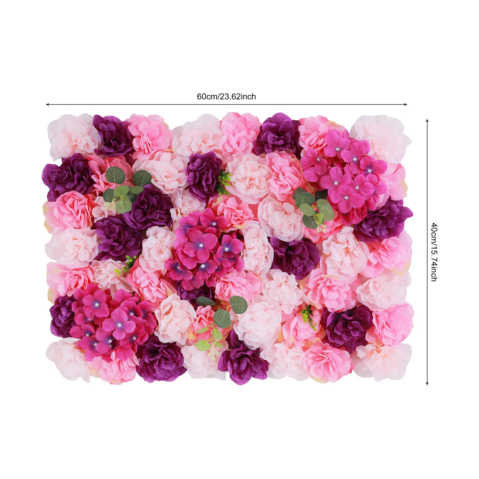 6 PCS Artificial Flower Wall Panels with Dahlia Hydrangea Eucalyptus, Fake Plants for Wedding Party Home Decor Backdrop