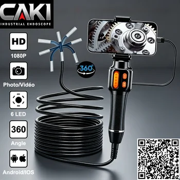 CAKI 360° Degree Rotation Endoscope Camera 6mm Lens HD Waterproof Sewer Camera  IP67 for Automotive IOS Android suitable 1