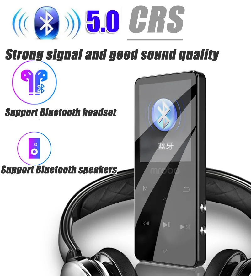 Youtube mp3 player Bluetooth hifi lossless mini music player 16G with fm radio speaker headphones sport MP3 metal walkman dap