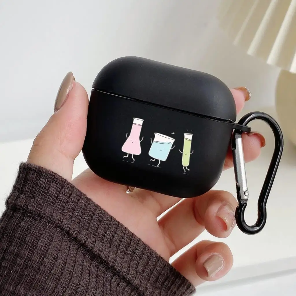 Laboratory-Themed Protective Black Cover for Wireless Earphone Cases