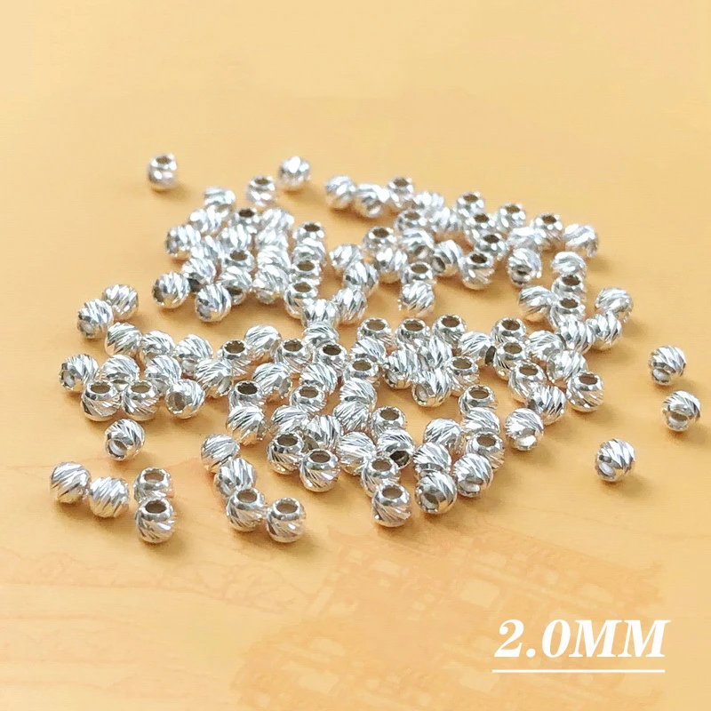 925 Sterling Silber Diamantgeschliffene Runde Perlen für Schmuckherstellung DIY Zubehör Silberschmuck Komponenten 2mm bis 6mm Saatperlen – Detail 11