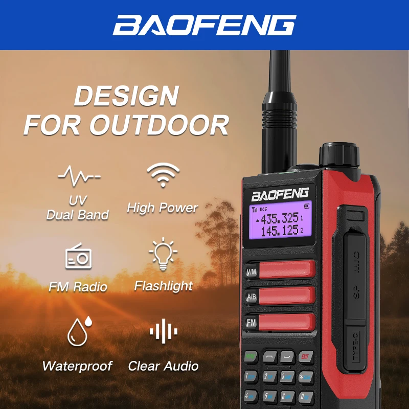 

Новая портативная рация Baofeng, портативная рация IP68, водонепроницаемая, Двухдиапазонная, 136-174 и 400-520 МГц, FM-радио, 5 цветов на выбор