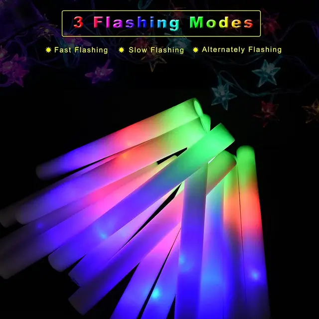 Bâtons lumineux en mousse avec 3 Modes, 30 pièces, bâton lumineux clignotant Led coloré, fournitures de fête qui brillent dans la nuit pour Concert de Raves de mariage 4
