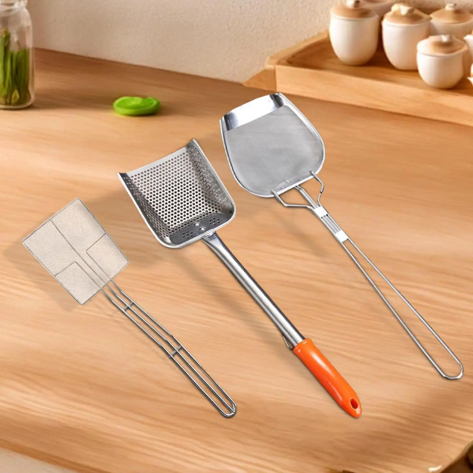 Oil Skimmer for Deep Fryer French Fries Oil Separator with Handle Stainless