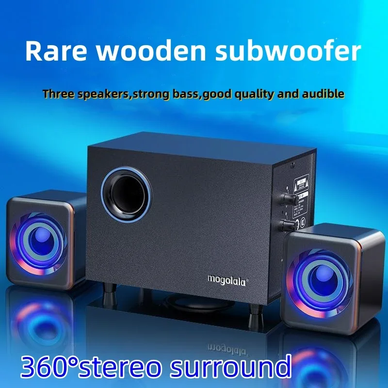 

Wooden Wired Subwoofer HIFI Bluetooth Speakers Channel 2.1 Home Theater With RGB Lighting For TV/Computer Boombox Music Center