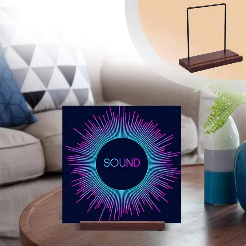 Tabletop Record Holder, Solid Wood Now Playing Vinyl Record Stand Display, Vinyl Holder, Vinyl Stand for Albums Display Rack 2