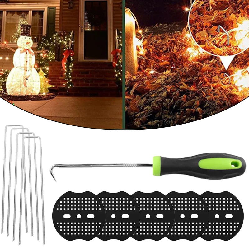 Garden Fixing Stakes Staples Gasket Fixed Ground Pegs Weed U Shaped Gardening Landscape Pins Spikes Kit For Securing Plant Weed